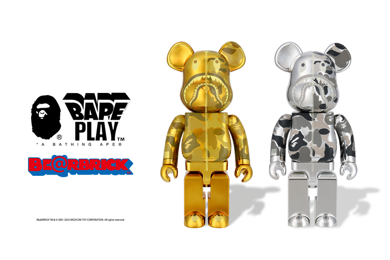 BE@RBRICK BAPE®︎ CAMO SHARK GOLD & SILVER