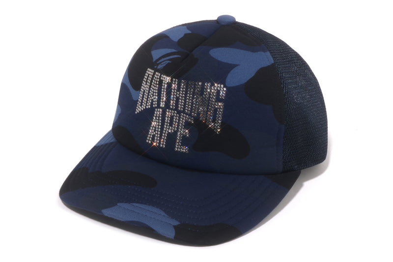COLOR CAMO CRYSTAL BATHING APE LOGO MESH CAP LADIES