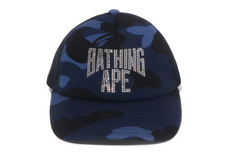 COLOR CAMO CRYSTAL BATHING APE LOGO MESH CAP LADIES