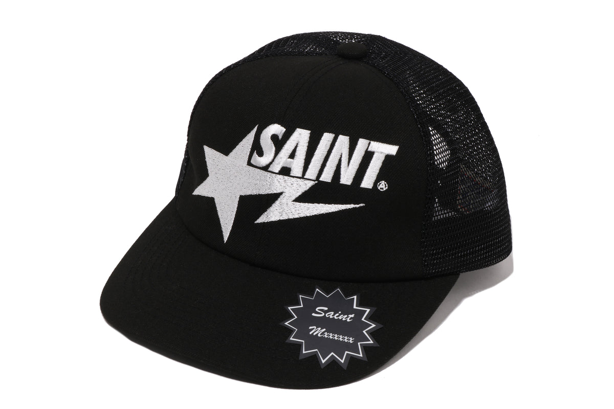 BAPE X SAINT MXXXXXX SAINT STA MESH CAP BLACK