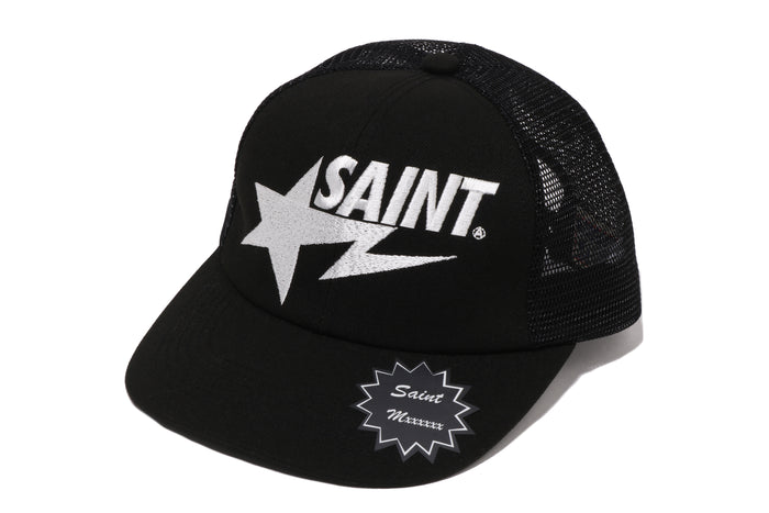 BAPE X SAINT MXXXXXX SAINT STA MESH CAP BLACK
