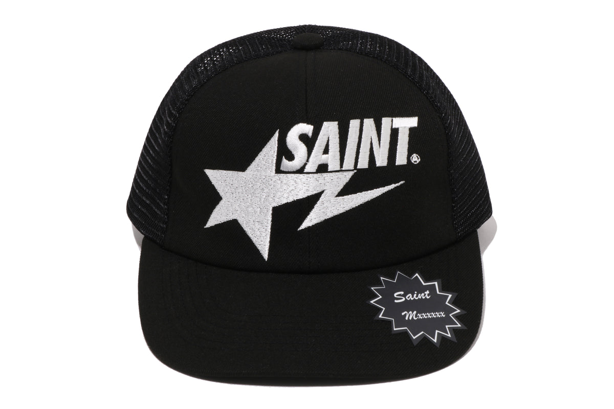 BAPE X SAINT MXXXXXX SAINT STA MESH CAP BLACK