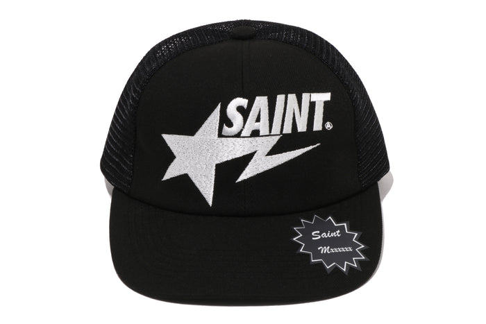 BAPE X SAINT MXXXXXX SAINT STA MESH CAP BLACK