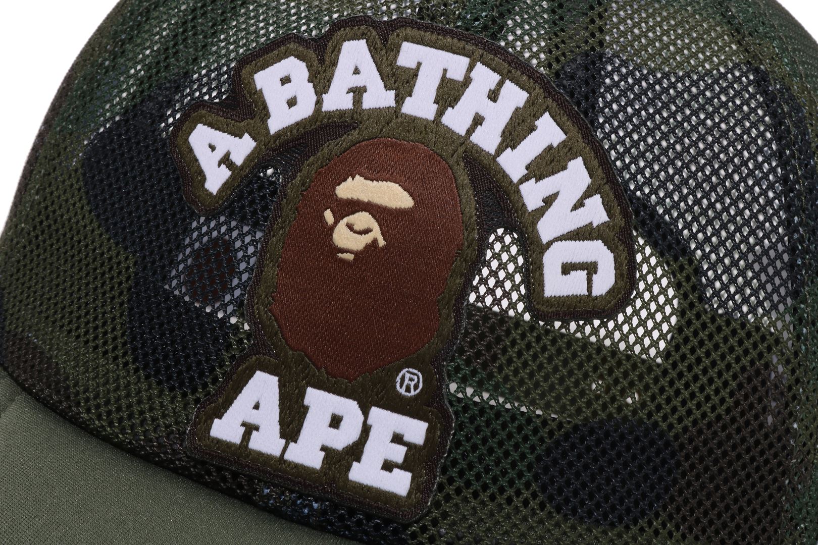 1ST CAMO COLLEGE PATCHED MESH CAP – eu.bape.com
