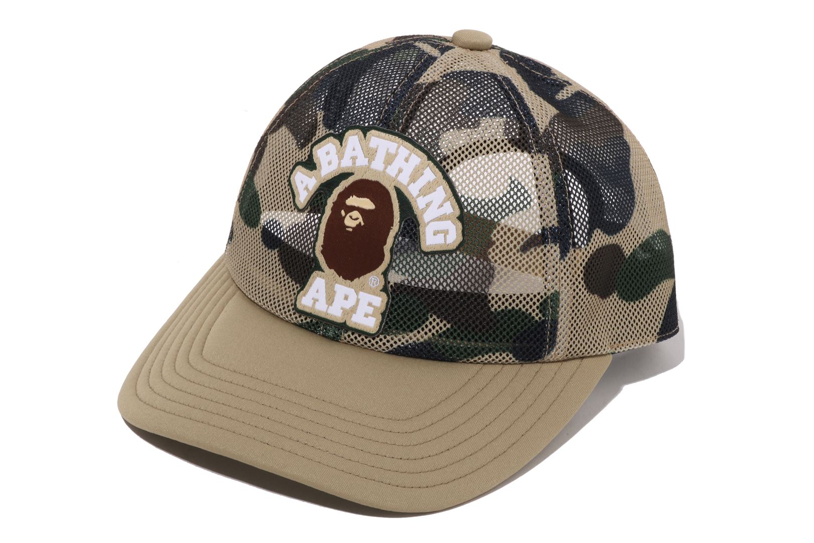 1ST CAMO COLLEGE PATCHED MESH CAP – eu.bape.com