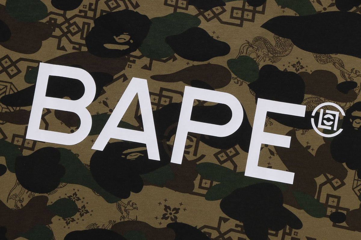 BAPE X CLOT CAMO OVERPRINT LOGO RELAXED FIT TEE MENS