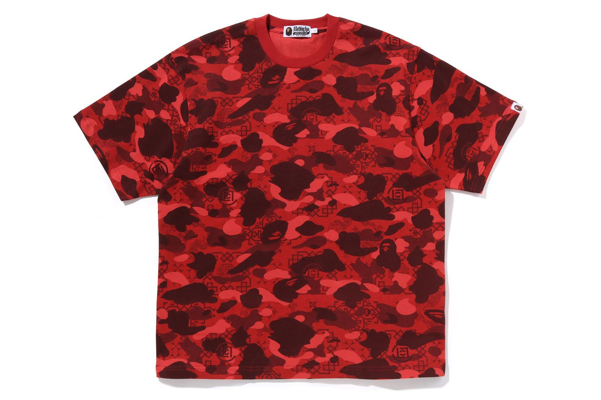 BAPE X CLOT CAMO OVERPRINT LOGO RELAXED FIT TEE MENS