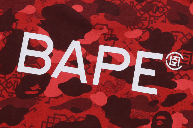 BAPE X CLOT CAMO OVERPRINT LOGO RELAXED FIT TEE MENS