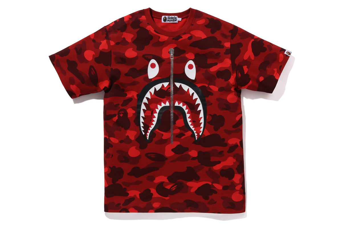 Bathing Ape Shirt With Shark Mouth Bape Apparel Bape Shark Tee Red