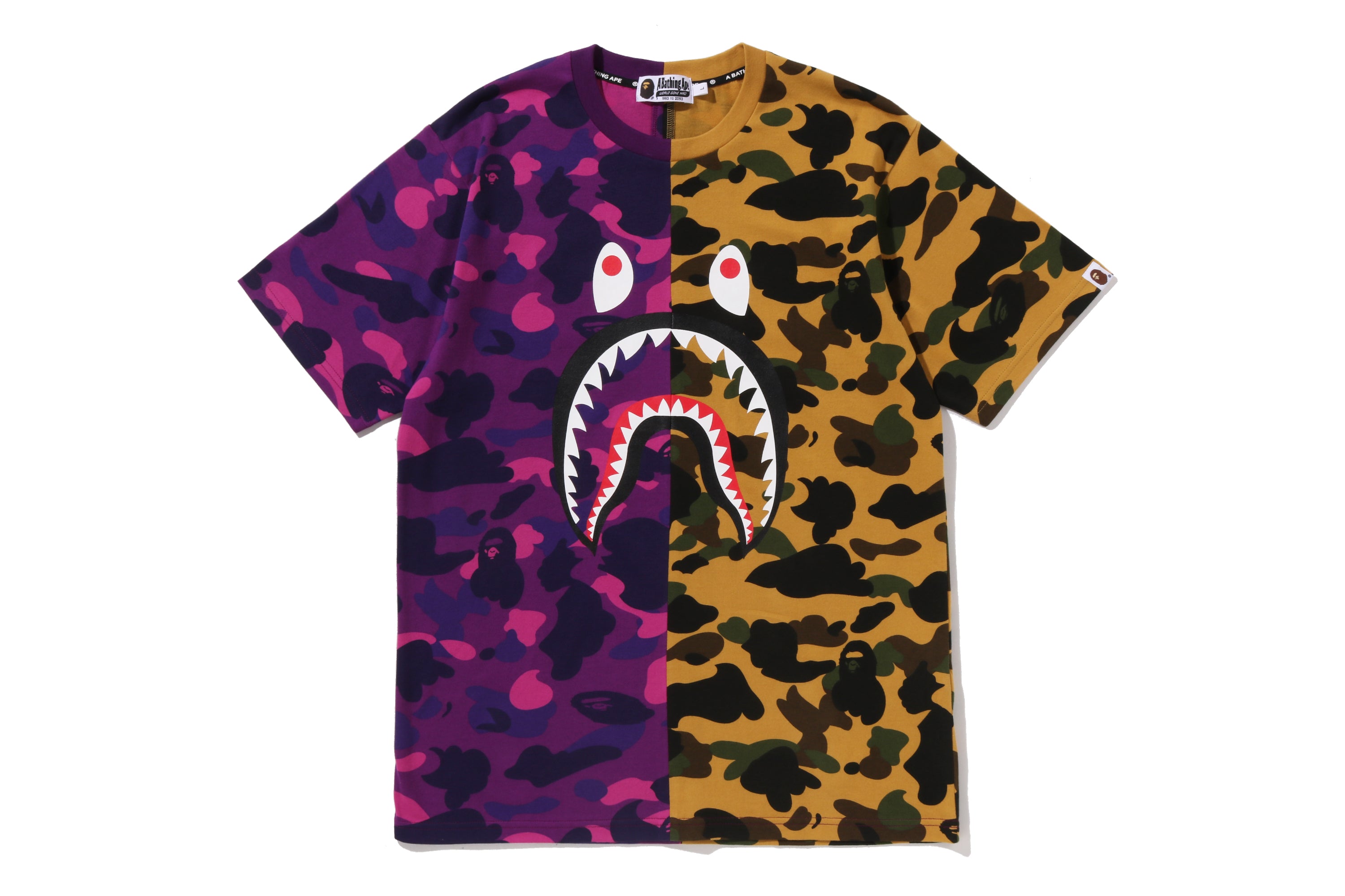 SPLIT CAMO SHARK TEE – eu.bape.com