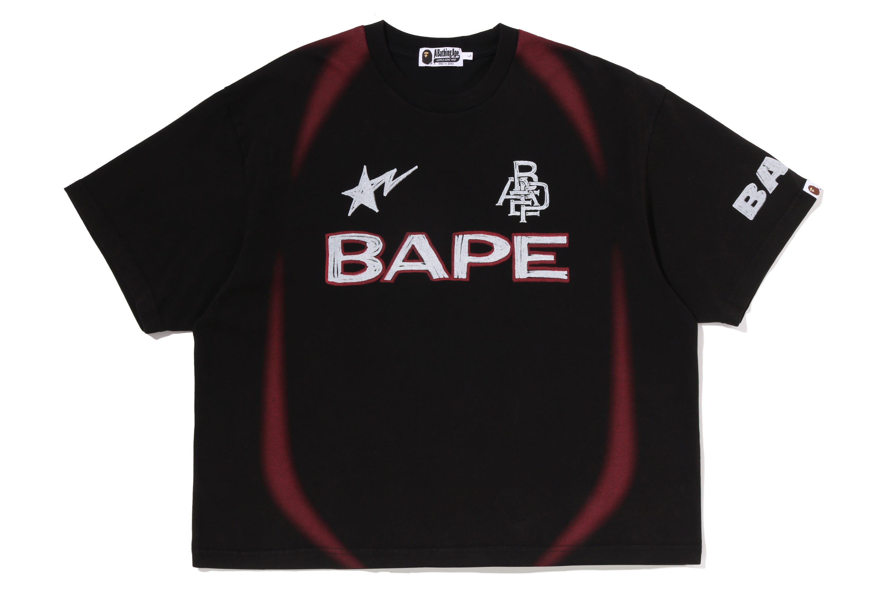 HEAVY WASH HAND DRAW FOOTBALL MULTI LOGO RELAXED FIT TEE – eu.bape.com