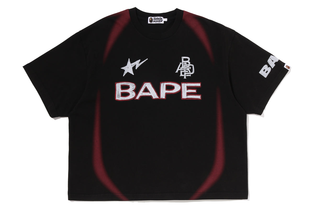HEAVY WASH HAND DRAW FOOTBALL MULTI LOGO RELAXED FIT TEE