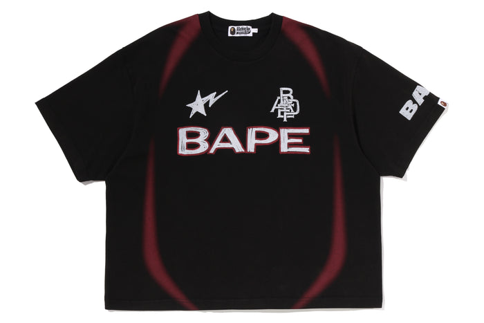 HEAVY WASH HAND DRAW FOOTBALL MULTI LOGO RELAXED FIT TEE