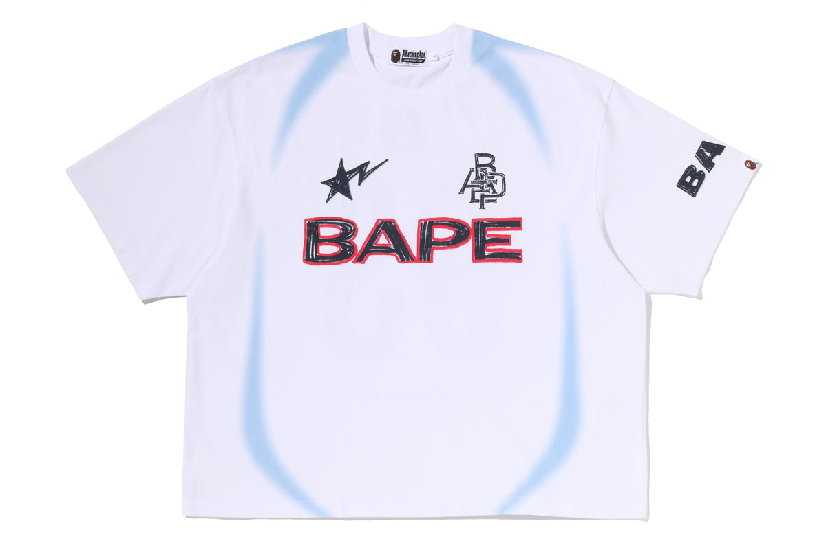HEAVY WASH HAND DRAW FOOTBALL MULTI LOGO RELAXED FIT TEE