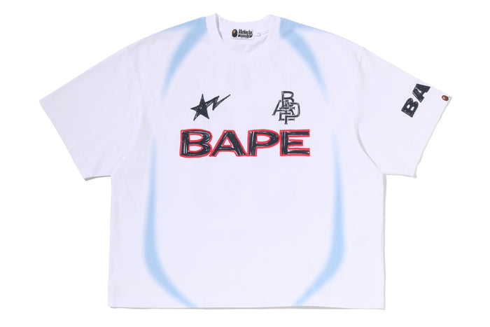 HEAVY WASH HAND DRAW FOOTBALL MULTI LOGO RELAXED FIT TEE