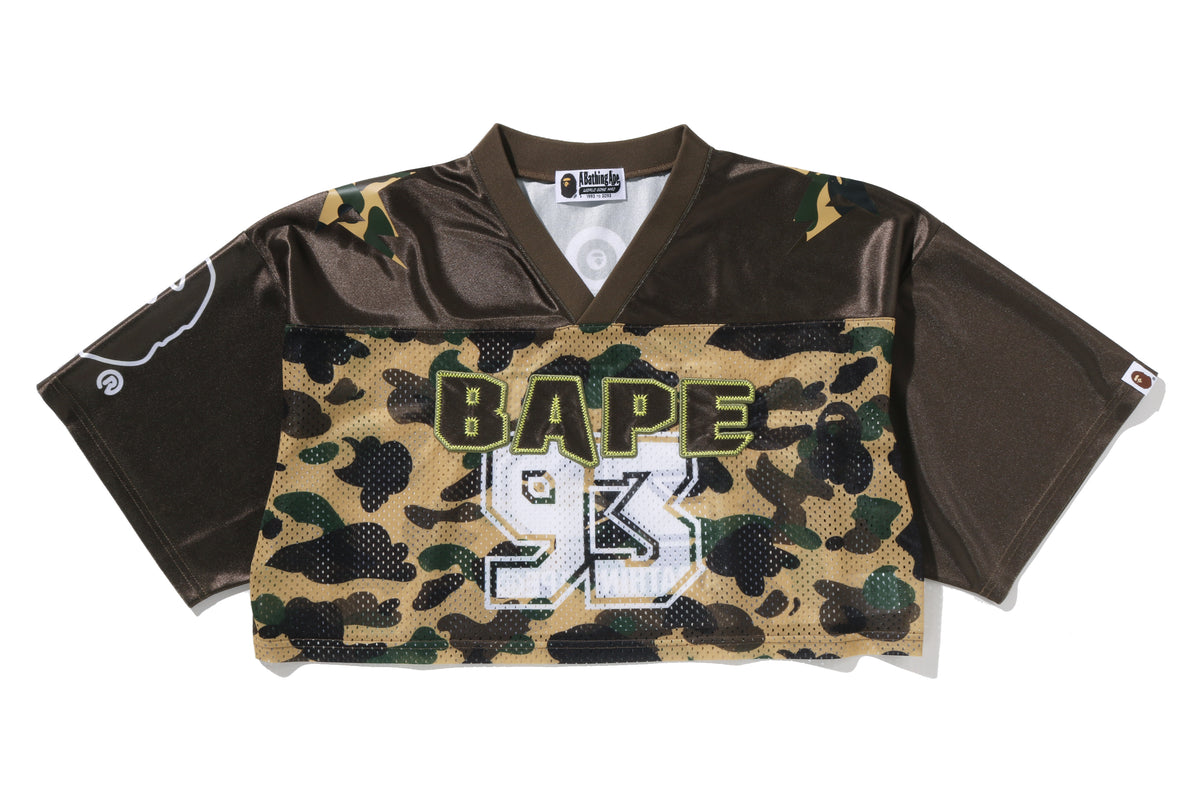 1ST CAMO BAPE CROPPED FOOTBALL TEE LADIES