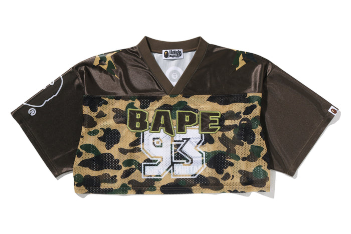 1ST CAMO BAPE CROPPED FOOTBALL TEE LADIES