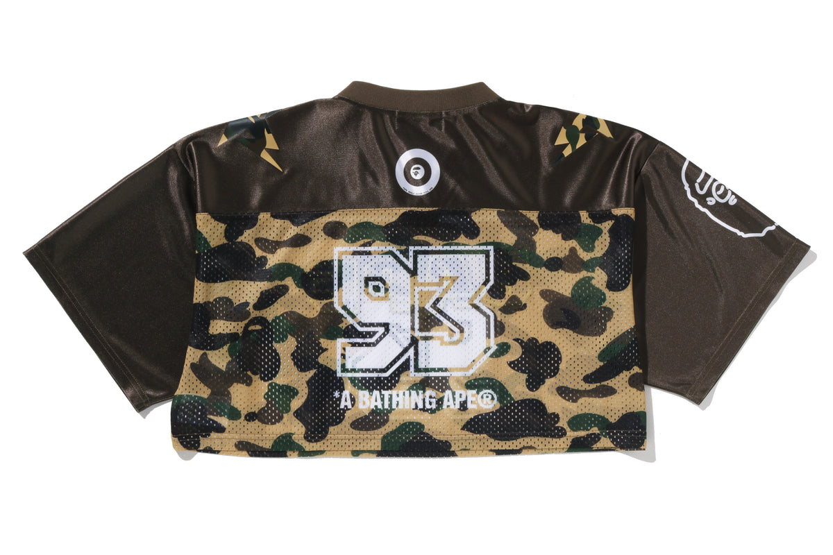1ST CAMO BAPE CROPPED FOOTBALL TEE LADIES