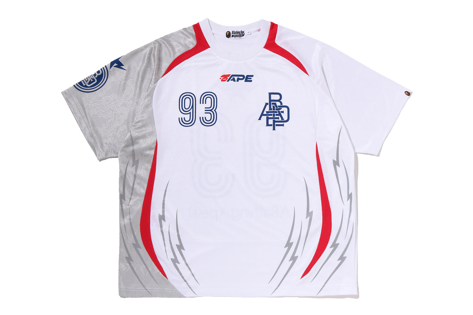 APA FRAME PATTERN MULTI LOGO RELAXED FIT FOOTBALL JERSEY – eu.bape.com
