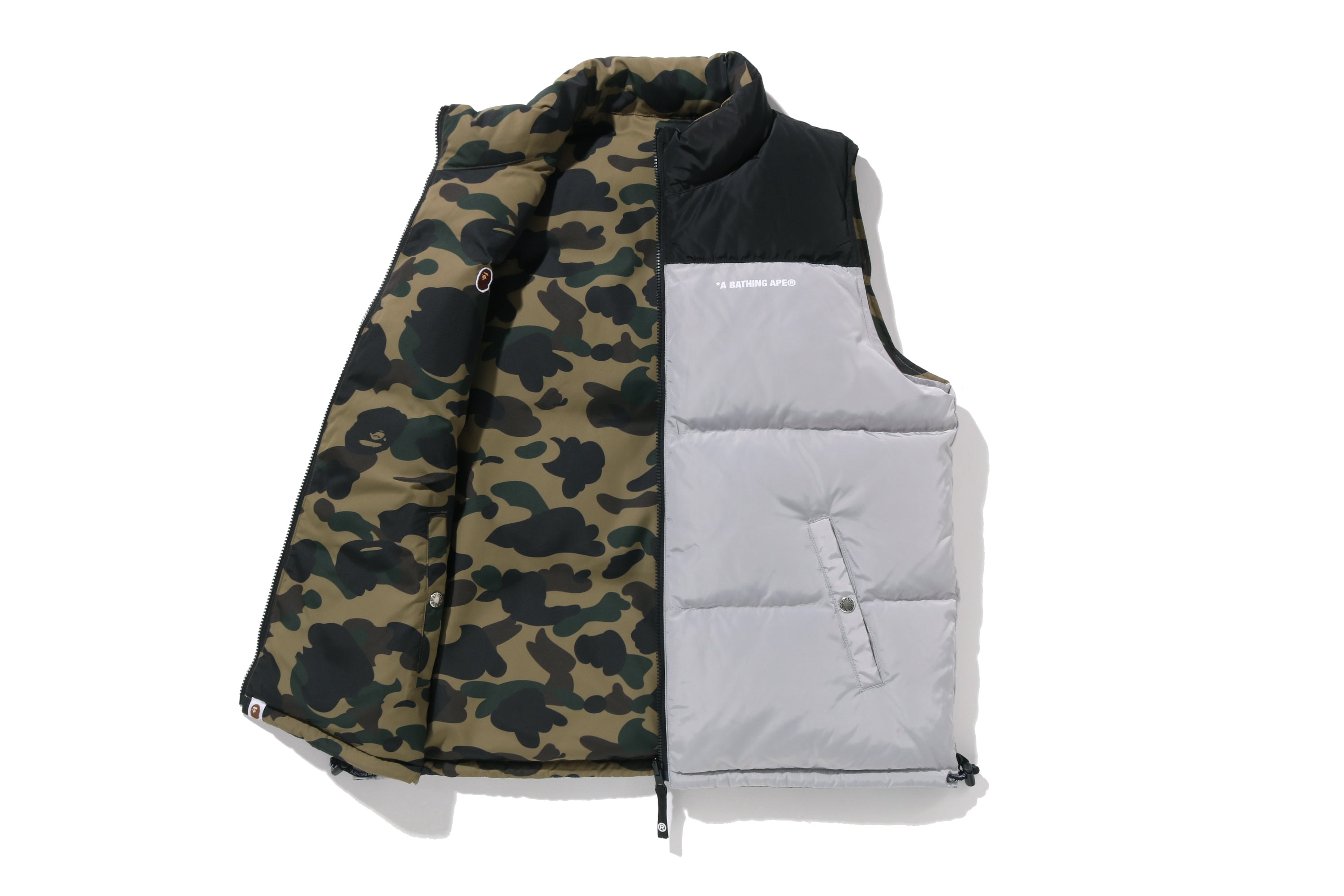 1ST CAMO REVERSIBLE DOWN VEST – eu.bape.com
