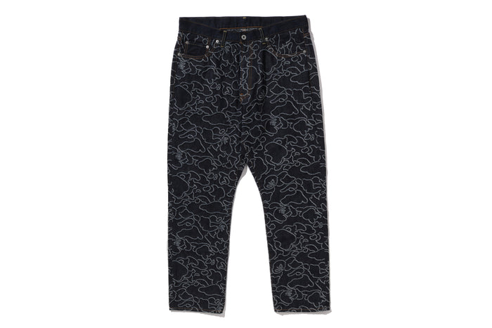 BAPE X OVO NEON 1ST CAMO JACQUARD DENIM PANTS