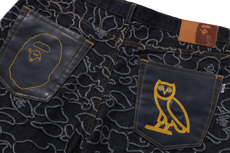 BAPE X OVO NEON 1ST CAMO JACQUARD DENIM PANTS