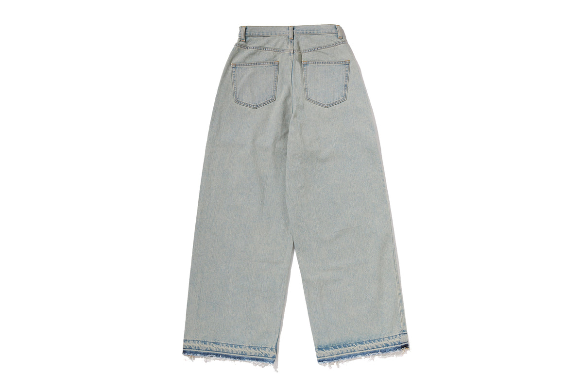 SHARK EMBROIDERY SUPER WIDE DENIM PANTS LADIES