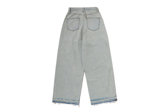 SHARK EMBROIDERY SUPER WIDE DENIM PANTS LADIES