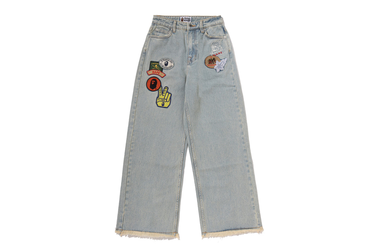 MULTI LOGO WIDE DENIM PANTS LADIES