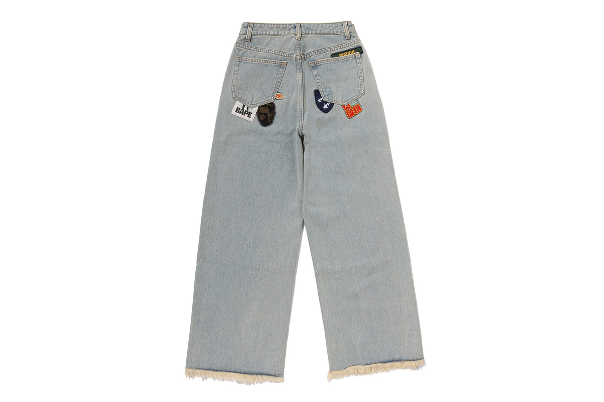 MULTI LOGO WIDE DENIM PANTS LADIES