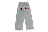 MULTI LOGO WIDE DENIM PANTS LADIES