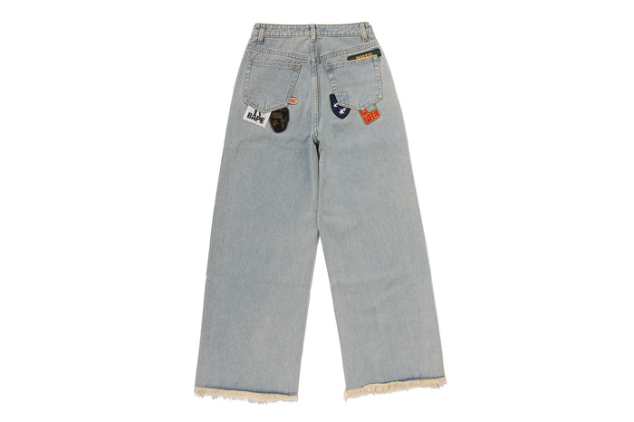 MULTI LOGO WIDE DENIM PANTS LADIES