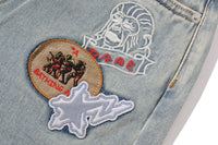 MULTI LOGO WIDE DENIM PANTS LADIES