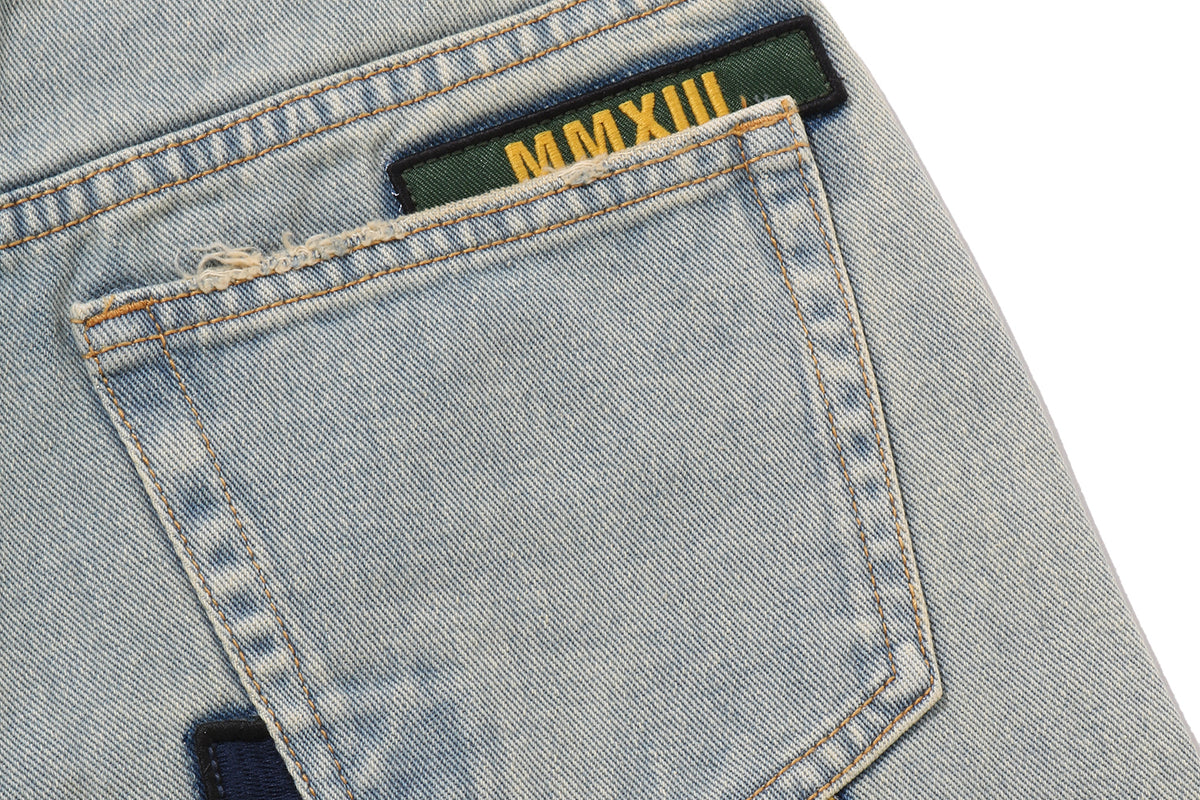MULTI LOGO WIDE DENIM PANTS LADIES
