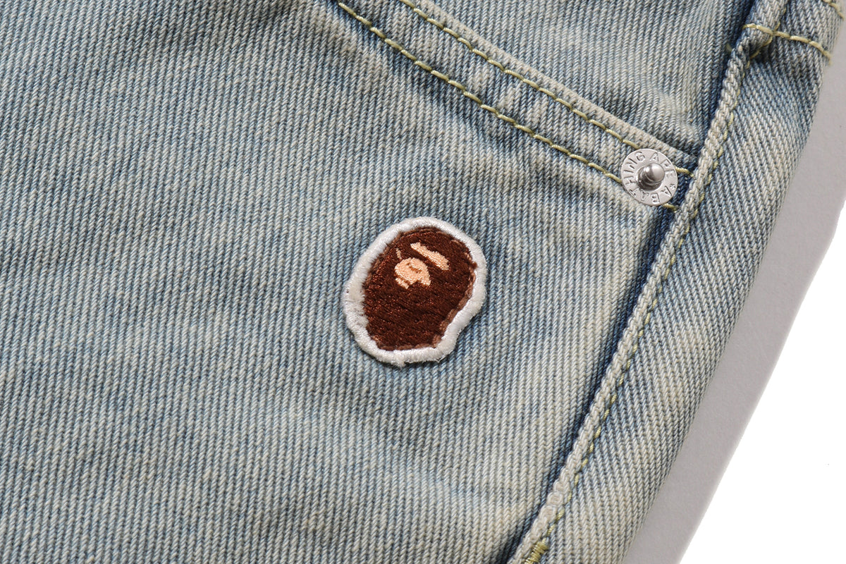BAPE STA LOGO DENIM JORTS LADIES
