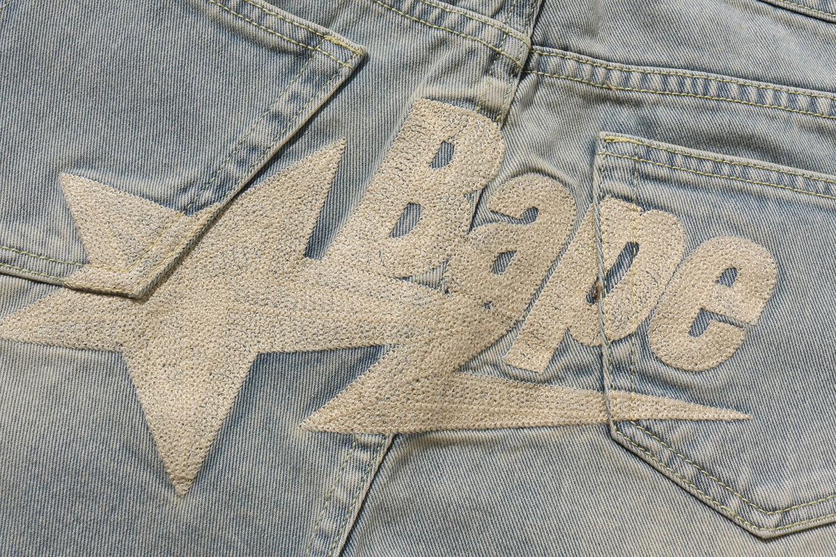 BAPE STA LOGO DENIM JORTS LADIES