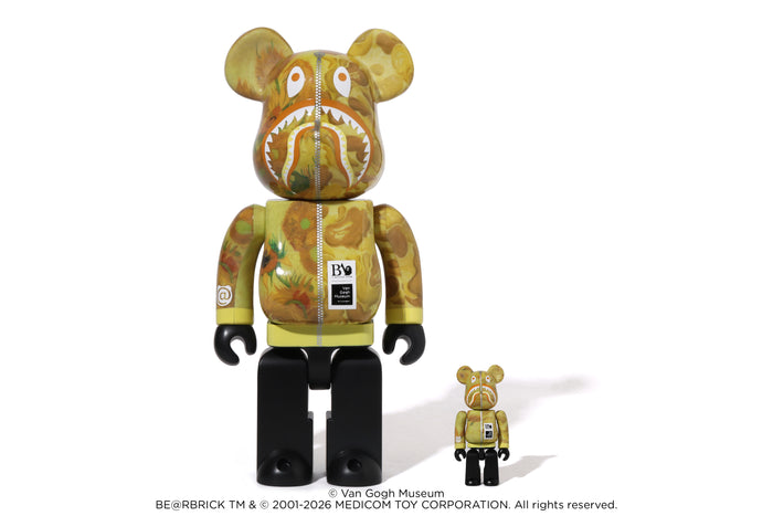 BAPE X VGM - SUNFLOWERS SHARK BE@RBRICK 100%&400%