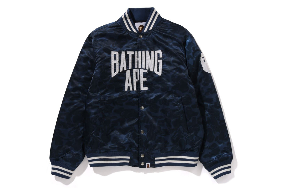 SOLID CAMO NYC LOGO NYLON VARSITY JACKET MENS