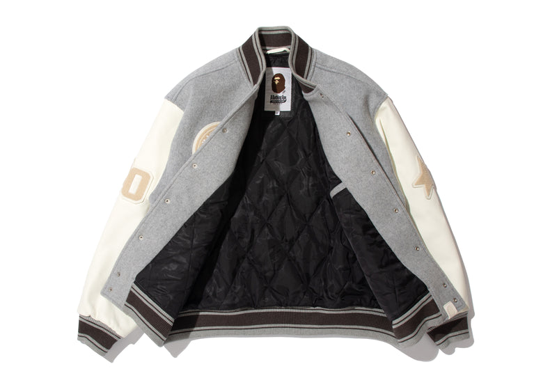 BAPE X HIGHSNOBIETY MULTI LOGO VARSITY JACKET