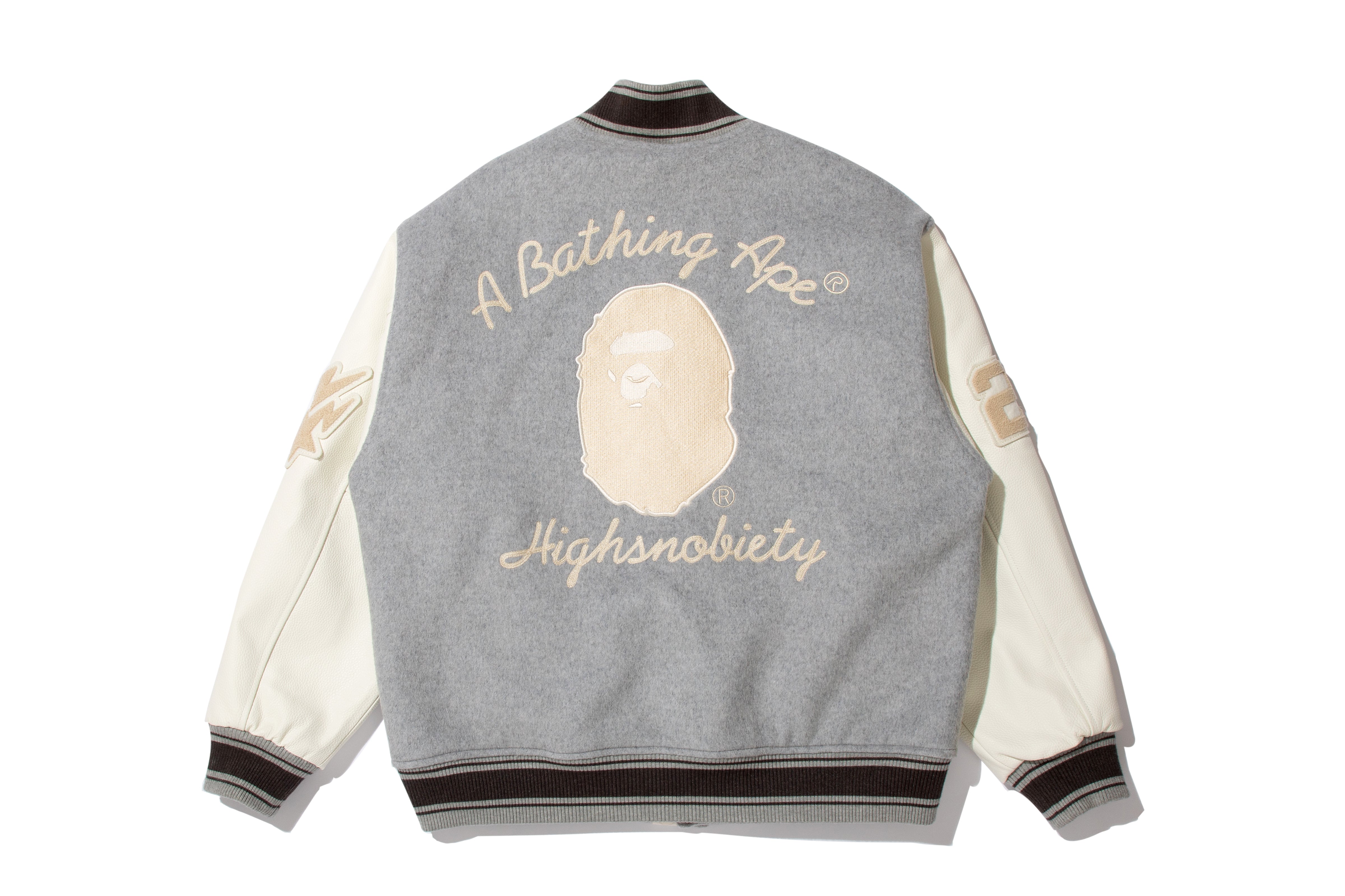 BAPE X HIGHSNOBIETY MULTI LOGO VARSITY JACKET – eu.bape.com