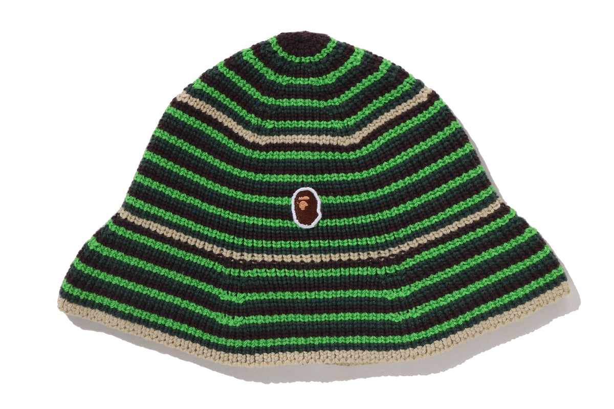 APE HEAD ONE POINT STRIPE KNIT HAT