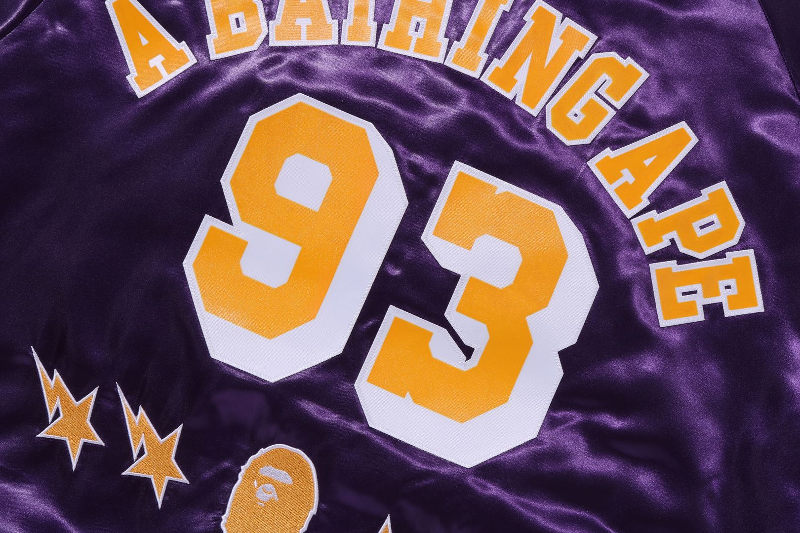 BAPE X M&N NBA - LOS ANGELES LAKERS SATIN JACKET – eu.bape.com