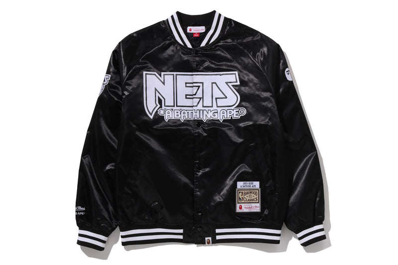 BAPE X M&N NBA - NEW JERSEY NETS SATIN JACKET