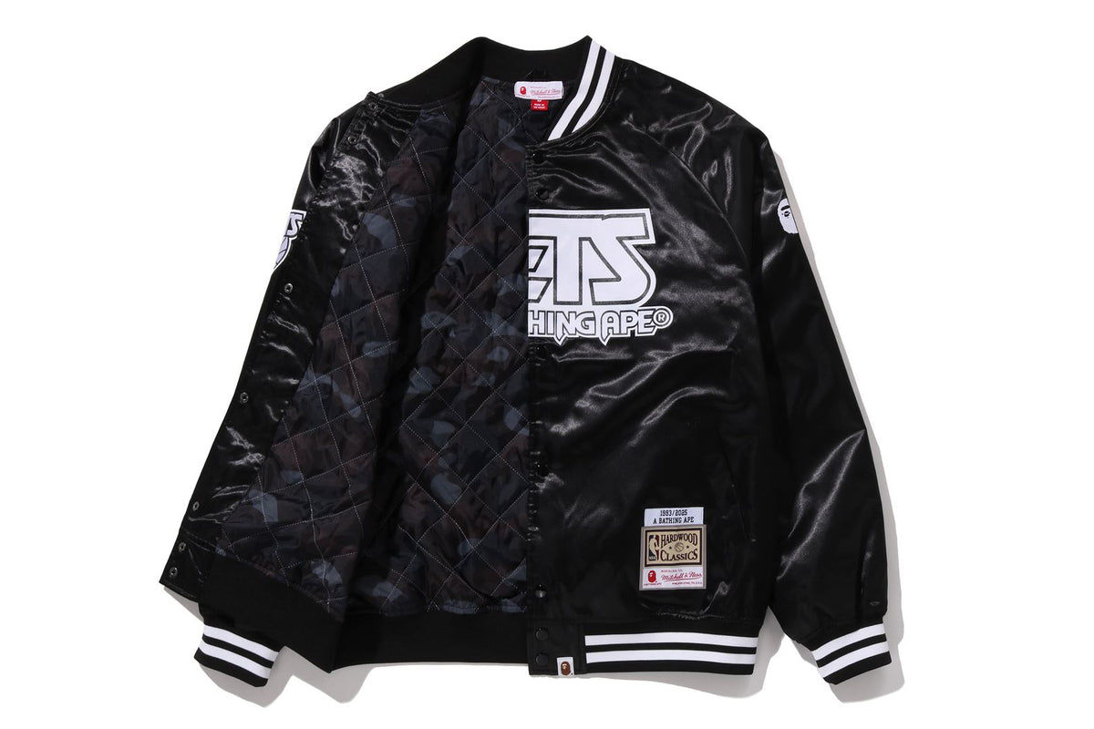 BAPE X M&N NBA - NEW JERSEY NETS SATIN JACKET