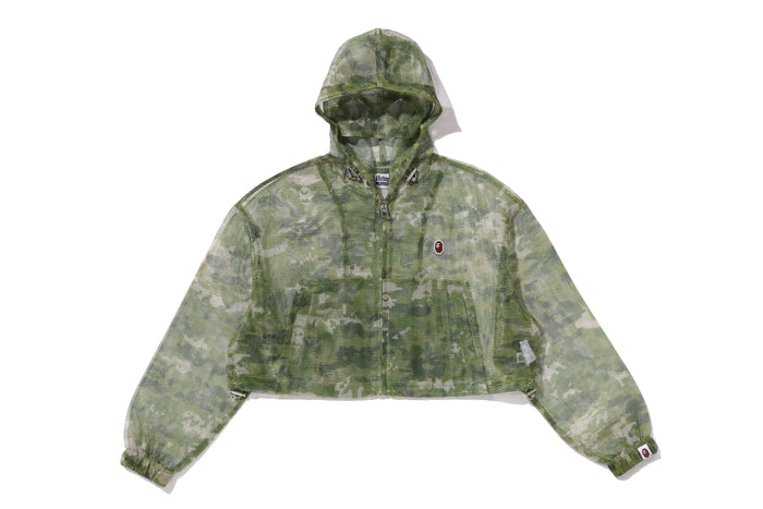 MULTI PIXEL CAMO MESH CROPPED HOOODED JACKET LADIES