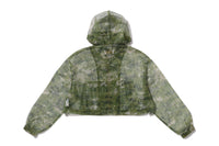 MULTI PIXEL CAMO MESH CROPPED HOOODED JACKET LADIES