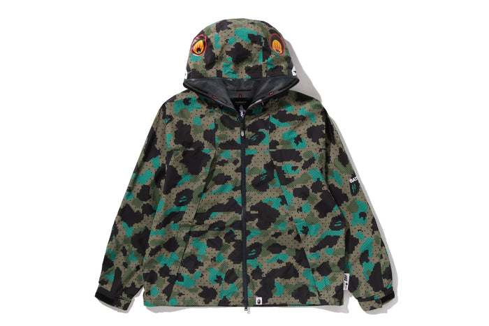 BAPE BY KAZUKI KURAISHI CAMO SHARK PACKABLE SNOWBOARD JACKET