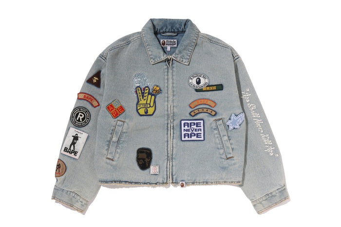 MULTI LOGO DENIM BOXY CROPPED JACKET LADIES