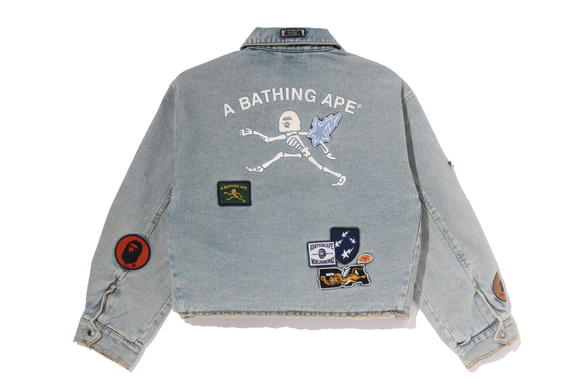 MULTI LOGO DENIM BOXY CROPPED JACKET LADIES