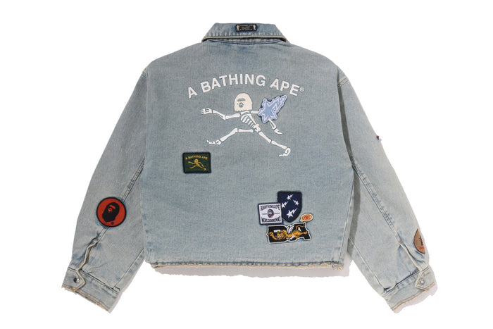 MULTI LOGO DENIM BOXY CROPPED JACKET LADIES